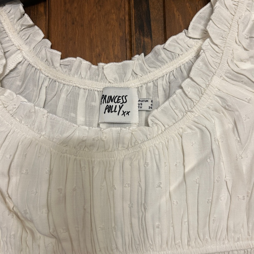 Princess Polly White Ruffled Crop Top - Picture 3 of 3